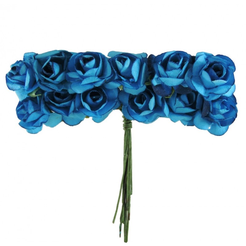 Mini Rosa Papel Ø 20 mm Azul (12 ud)