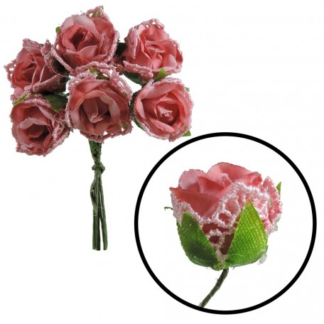 Mini Ramillete Rosa Encaje (6 ud)