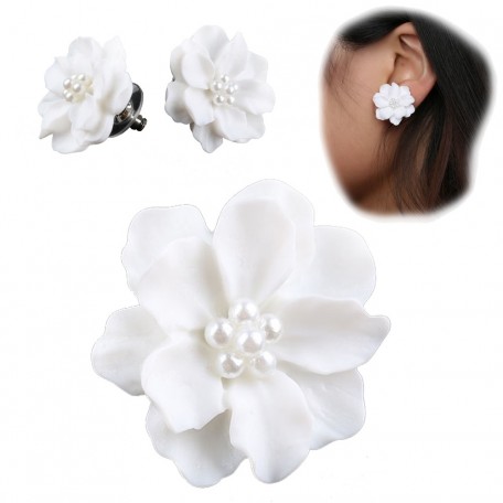 Pendientes Flores Magnolia Blanco