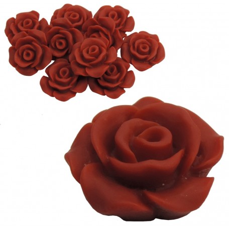Rosa Resina 13 mm Rojo Oscuro (10 uds)