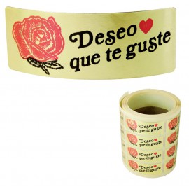 Etiqueta Rosa "Deseo Que te Guste" 1000ud