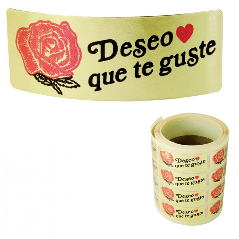 Etiqueta Rosa "Deseo Que te Guste" 1000ud